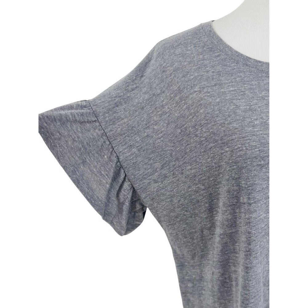 Calvin Klein Jeans Heather Gray Ruffle Sleeve Related Fit T-Shirt Top Tee - Picture 3 of 9